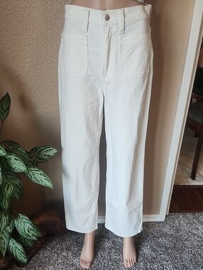 Womens Madewell Wide Leg Crop White Jean Size 27